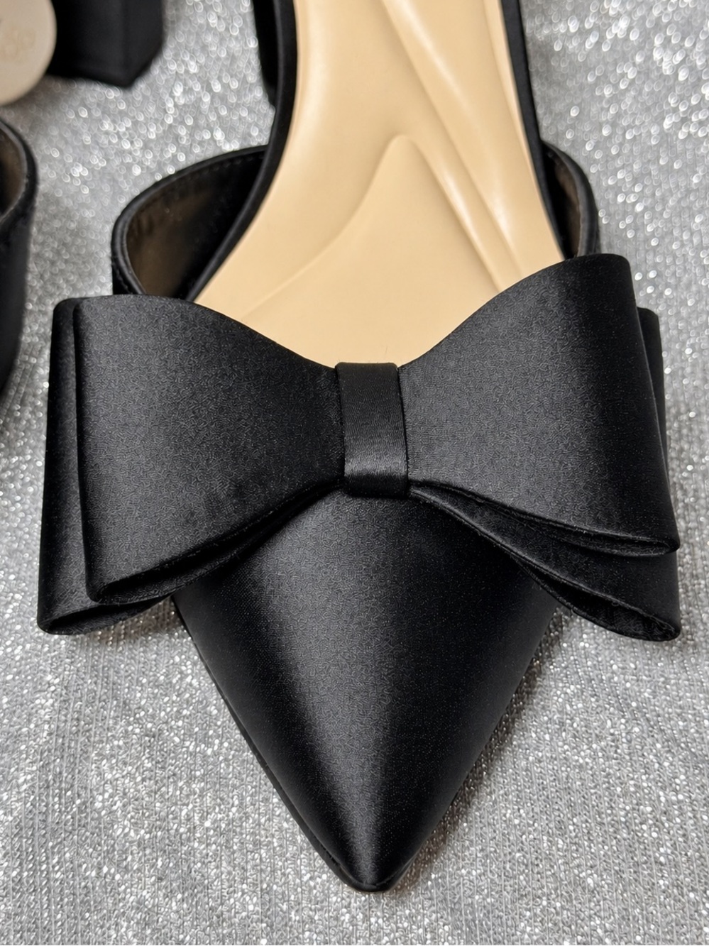 Jessica Simpson Black Pointed-Toe Slingback Bow Heels - Picture 8 of 10